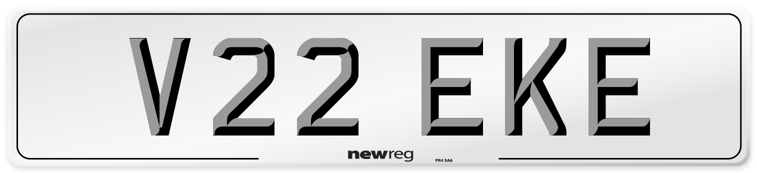 V22 EKE Number Plate from New Reg